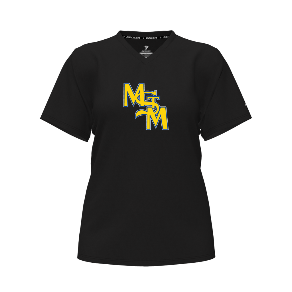 [CUS-DFW-TEES-PER-CNK-LSL-BLK-FYXS-LOGO1] Decker Performance T-Shirt (Crew Neck, Long Sleeve, Black, Female Youth XS, Logo 1)
