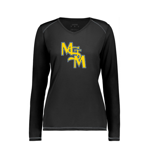 [6847.080.XS-LOGO1] Women's SoftTouch Long Sleeve (Female Adult XS, Black, Logo 1)