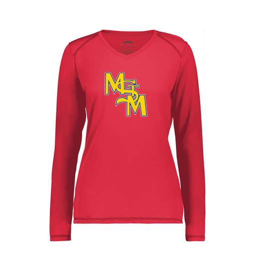 [6847.083.XS-LOGO1] Women's SoftTouch Long Sleeve (Female Adult XS, Red, Logo 1)