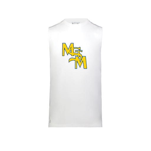 [222593.005.S-LOGO1] Men's CoolDry TankTop (Adult S, White, Logo 1)