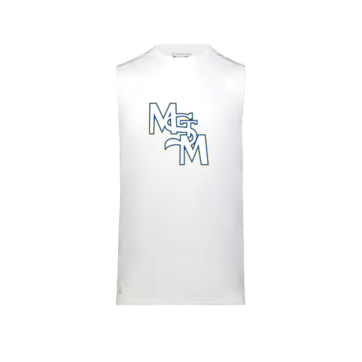 [222593.005.S-LOGO2] Men's CoolDry TankTop (Adult S, White, Logo 2)
