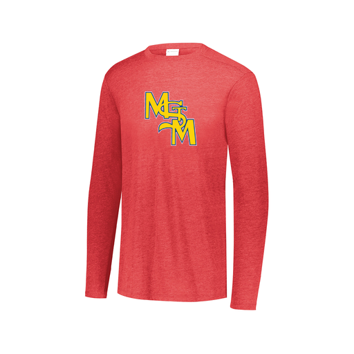 [FTLCUBRD-AXS-LOGO1] Decker Men's Tri-Blend T-Shirt - Long Sleeve (Adult XS, Red, Logo 1)