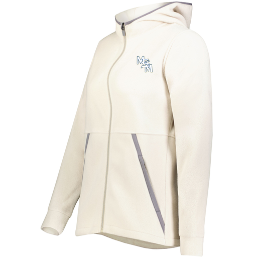 [6860.53T.XS-LOGO2] Ladies Chill Full Zip Fleece (Female Adult XS, White, Logo 2)